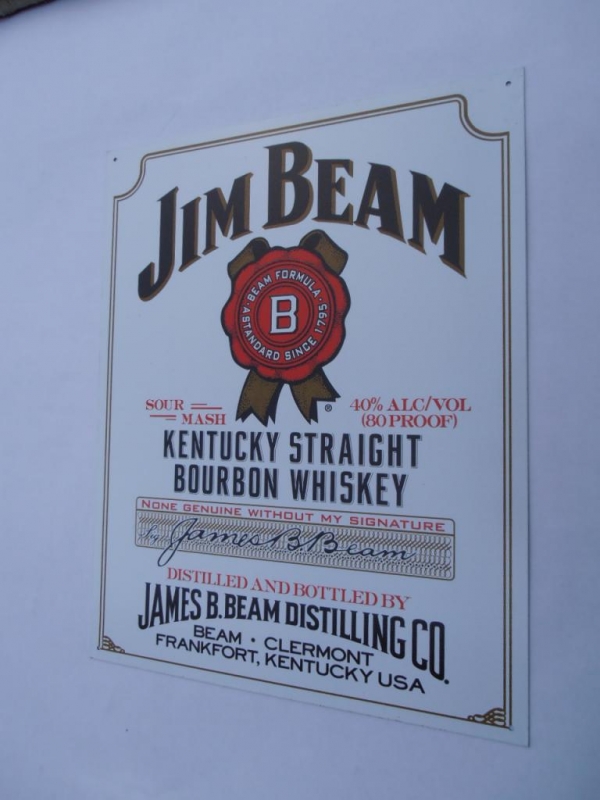 Jim Beam Bourbon Advertising Tin Sign